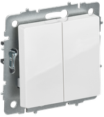BRITE Выключатель 2-клавишный 10А безвинтовое крепление ВС11-2-0-БрБ белый IEK