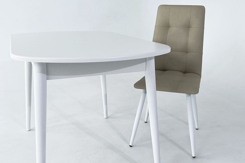 Стул Турин,светло-серый (экокожа) ноги белые