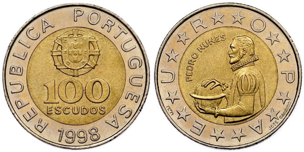 Португалия 100 эскудо, 1989-2001 Педру Нунеш XF