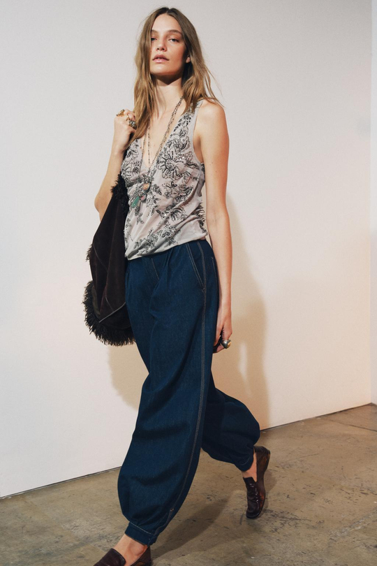 ZARA ТОП С ВЫШИВКОЙ И БРЕТЕЛЯМИ, СВЕТЛО-СЕРЫЙ