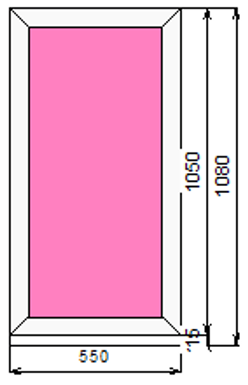 Пластиковое окно  1050 х 550 ТермА Эко с глухой створкой