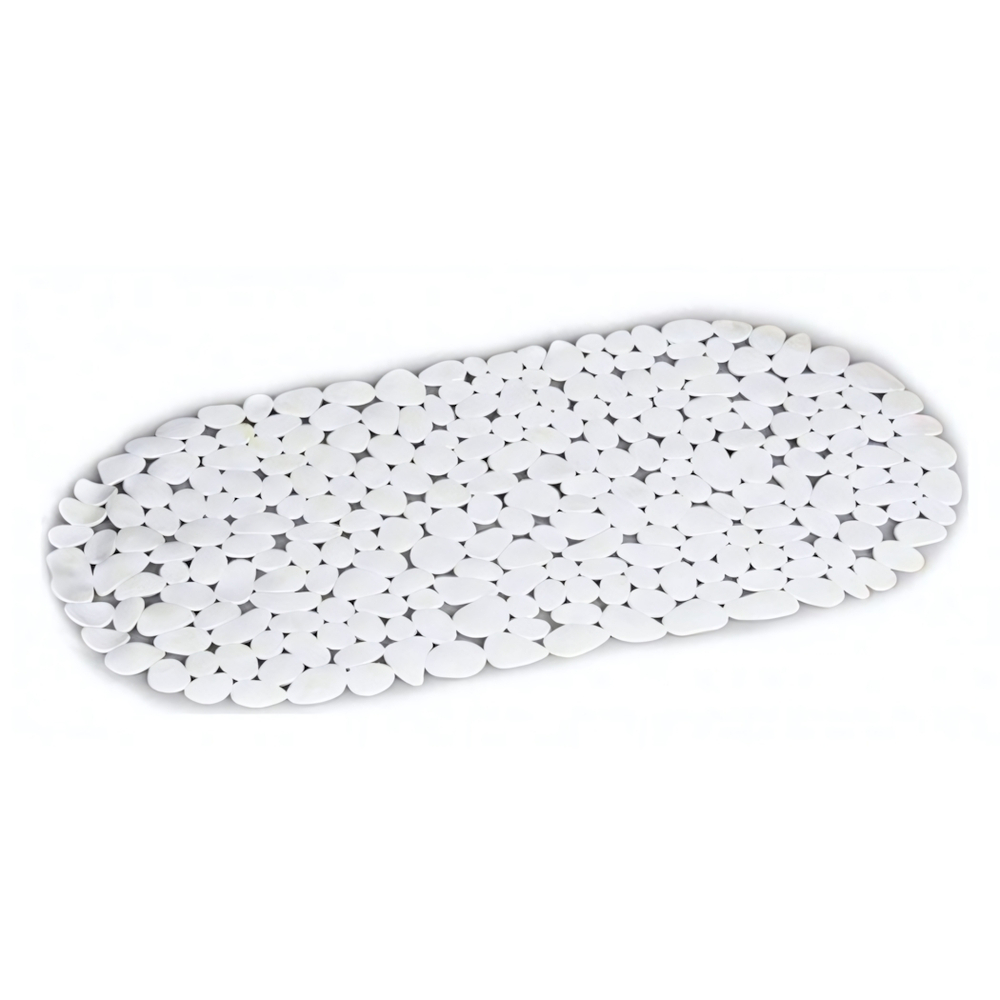 Коврик в ванную на присосках "Камушки" 69*36см белый