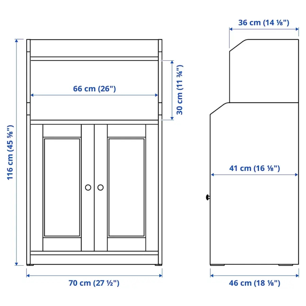 Шкаф - HAUGA IKEA/ХАУГА ИКЕА, 46х70х116 см, серый
