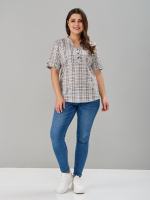 Блузка БЛ-122/клетка-рогожкаперсик