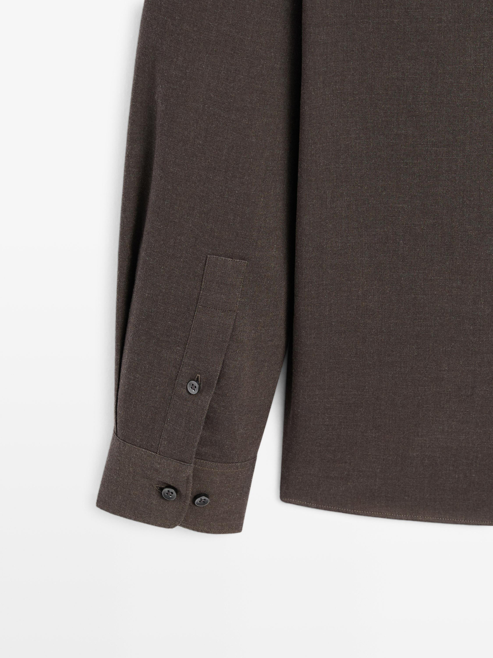 Massimo Dutti Меланжевая рубашка облегающего кроя из твила, коричневый