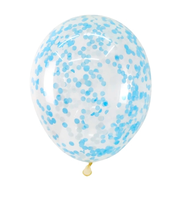 Шар (30см) с конфетти, голубой