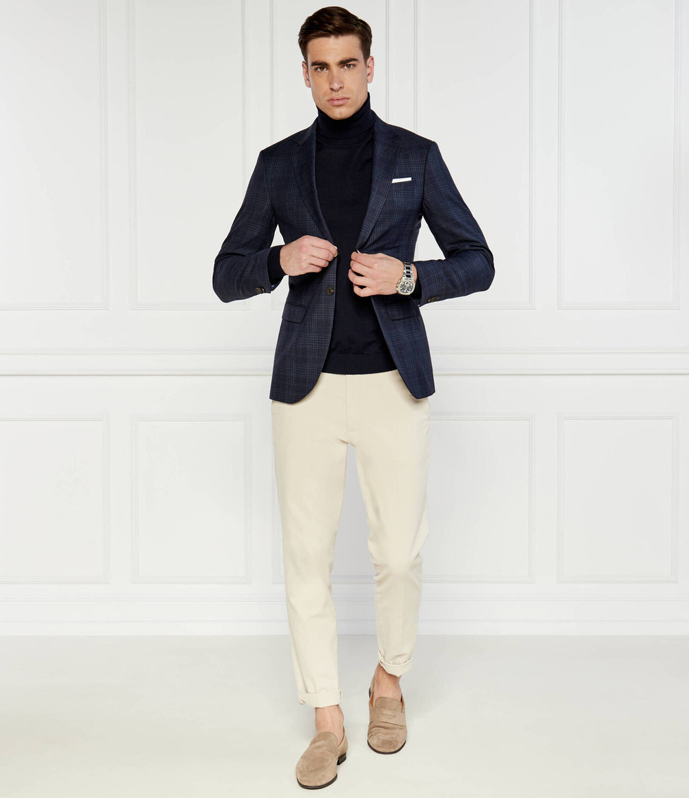 Хлопковый гольф musso-p BOSS BLACK - темно-синий(50468262)