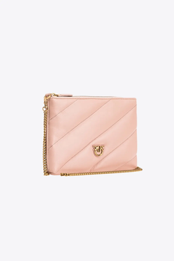 QUILTED NAPPA LEATHER FLAT BAG – pink/dusty pink-antique gold