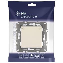 Розетка ЭРА Elegance 14-2103-02 с заземлением 2P+E Schuko со шторками с крышкой 16A-250В IP20 слоновая кость | Эра Elegance