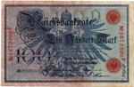 Банкнота 100 марок 1908 год Германская Империя - красные печати