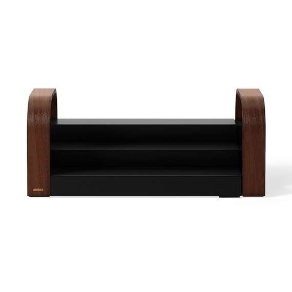 Полка для специй трехъярусная раздвижная bellwood, черная/орех