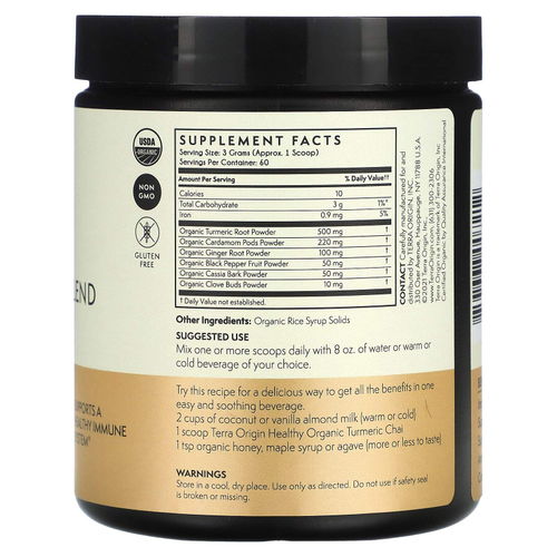 Terra Origin, Органическая смесь куркумы, чай, 180 г (6,35 унции)