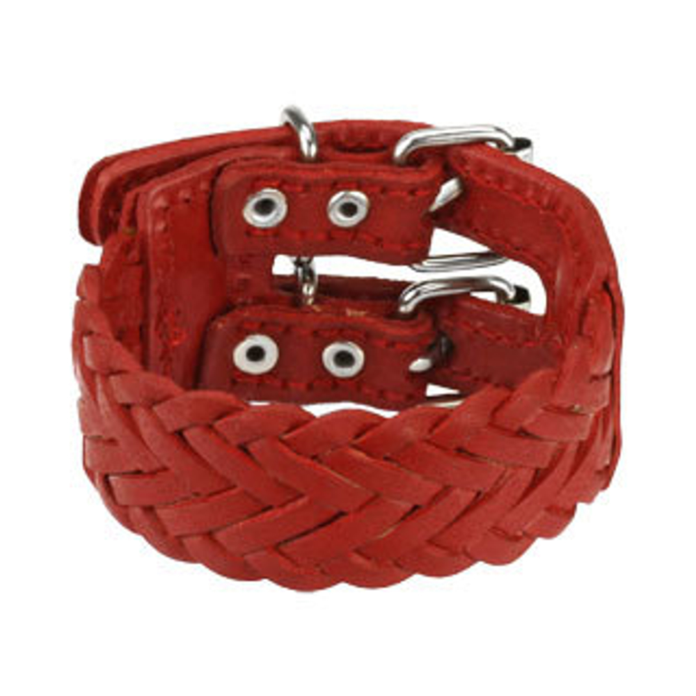 Красный браслет унисекс из натуральной кожи SPIKES SL0125-P+