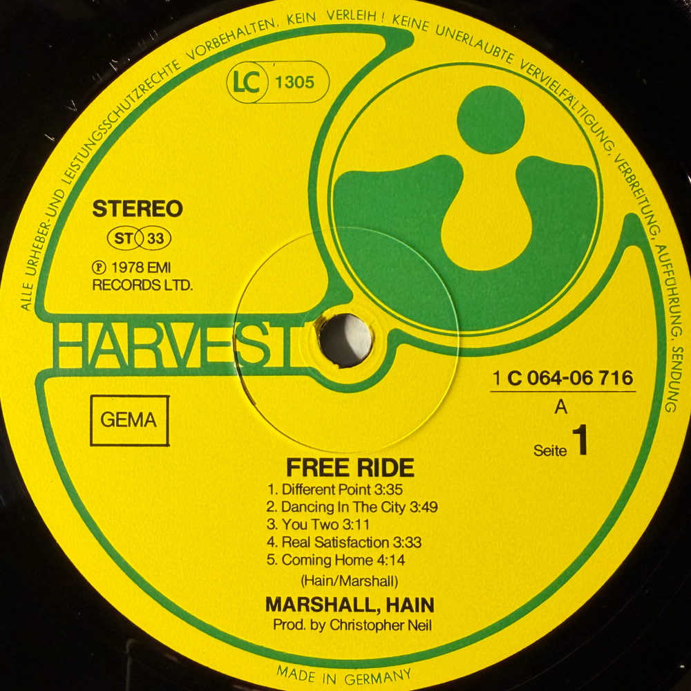 Marshall Hain ‎– Free Ride (Германия 1978г.) Т