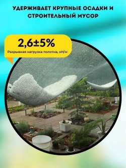 Сетка защитная фасадная зеленая 2х10 м (плотность 35 гр/м2) Промышленник