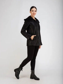 Дубленка натуральная короткая с капюшоном Турция