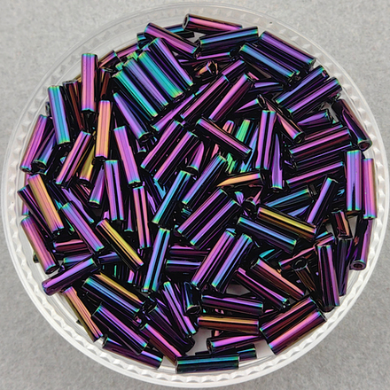 Стеклярус Miyuki Bugle, цвет #0454 (фиолетовый ирис, металлизированный)