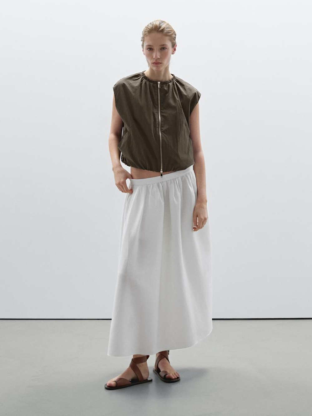 Massimo Dutti Жилет со сборкой, коричневый