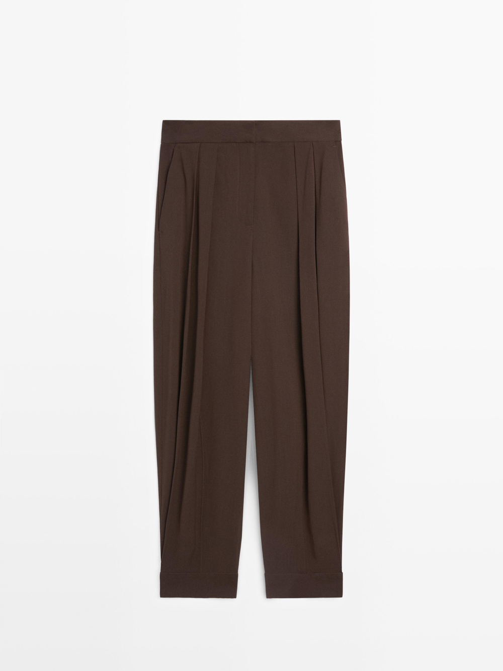 Massimo Dutti Брюки-саруэль с пуговицами, коричневый