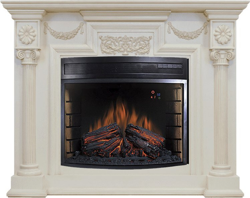 Каминокомплект London - Слоновая кость с патиной (26) с очагом Dioramic 28 LED FX