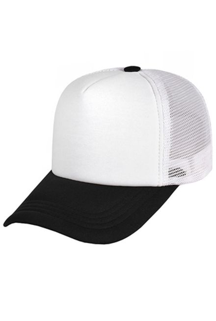 Бейсболка с сеткой белая с черным козырьком