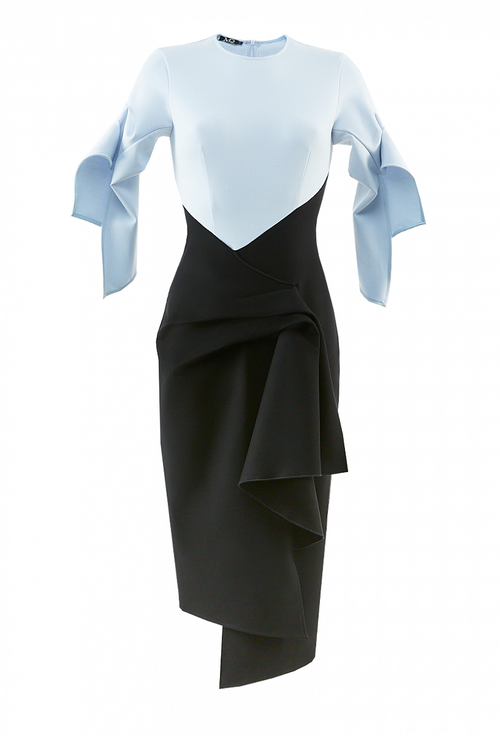 Трикотажное платье с конструктивными защипами 24-01-20 SS