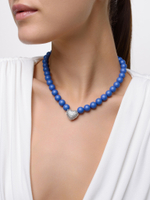 Колье "Autumn Heart dark blue" Silver