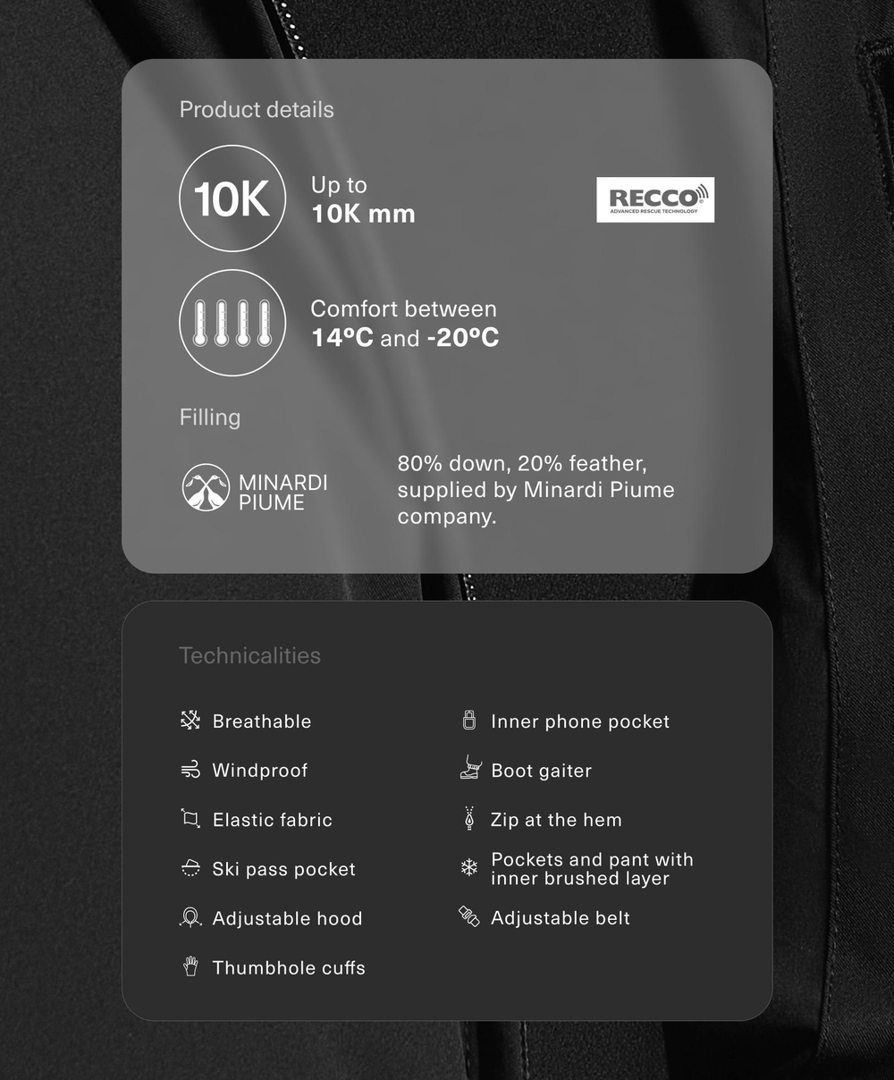 Oysho Водостойкий утепленный лыжный комбинезон с пухом MINARDI PIUME SKI, черный