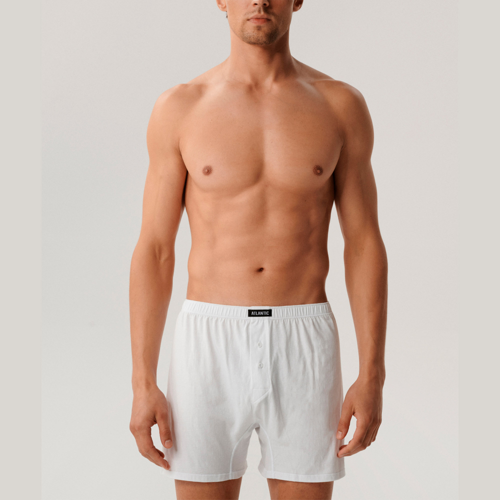 Мужские трусы боксеры белые набор 2в1 ATLANTIC Basic Man 2BMB-003