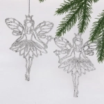Подвески в блестках «Снежная фея» 14 см (набор 2шт), серебро