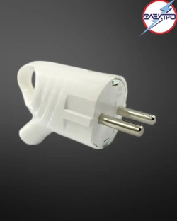 Вилка с ушком угловая белая 16А 1 штука в упаковке