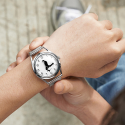 JOKER CAT Quartz Movement Steel Strap Watch Unisex Blue Dial