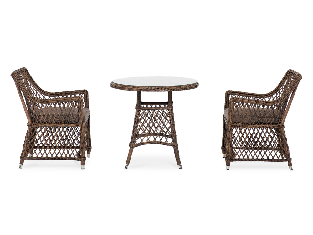 "Эспрессо–80 L" обеденная группа плетеная, цвет коричневый