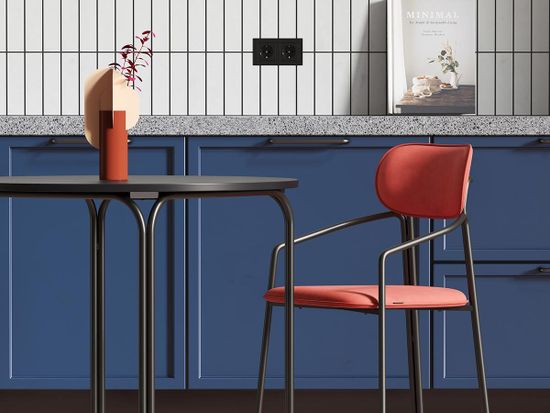 Стул ror, round, велюр, черный/темно-красный