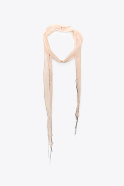 ZARA ПЛАТОК С БИСЕРОМ И БАХРОМОЙ, ЛОСОСЕВЫЙ