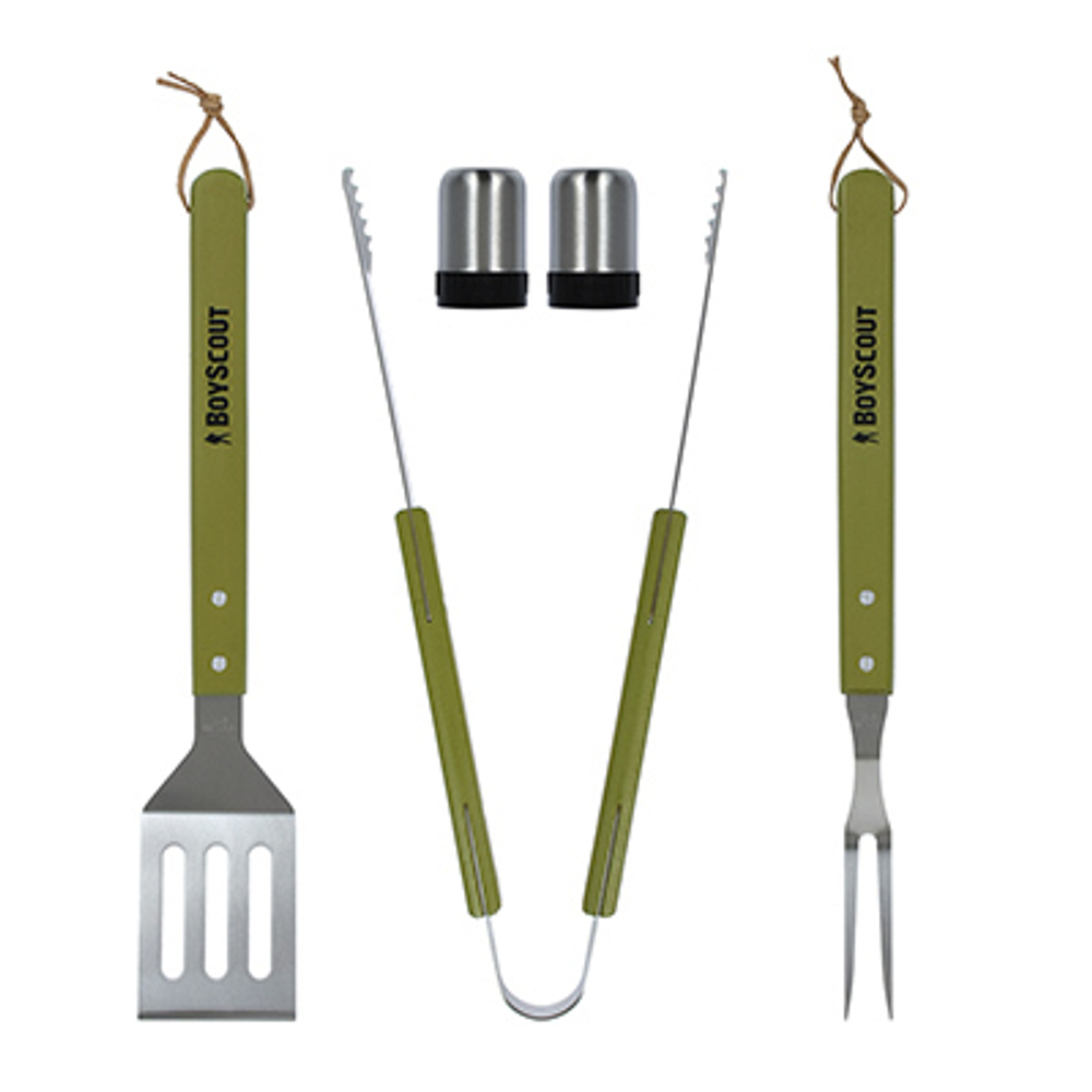 НАБОР BOYSCOUT СУМКА-ФАРТУК, ВИЛКА, ЛОПАТКА, ЩИПЦЫ, СОЛОНКА, ПЕРЕЧНИЦА 61320