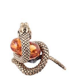 Народные промыслы AM-3950 Фигурка «Змея Сердцеедка» (латунь, янтарь)