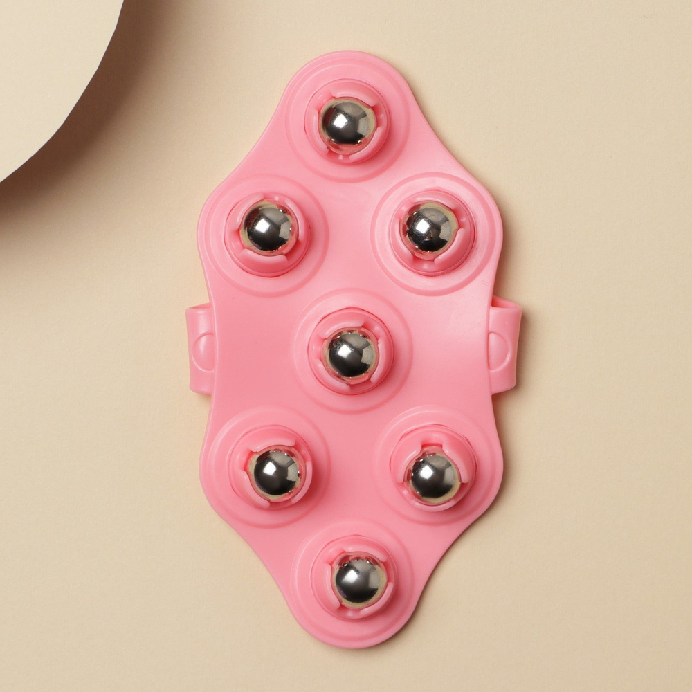 Розовый антицеллюлитный массажер для тела с шариками