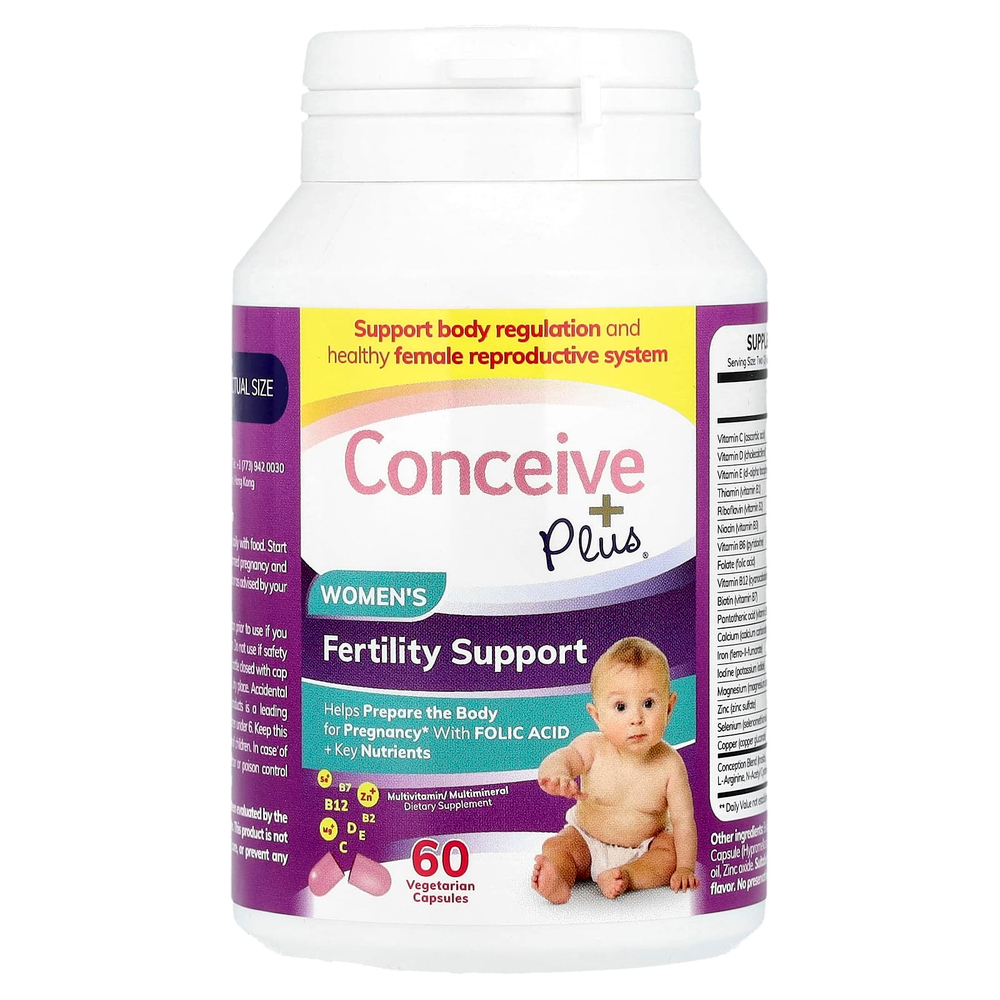 Conceive Plus, Поддержка фертильности для женщин`` 60 вегетарианских капсул