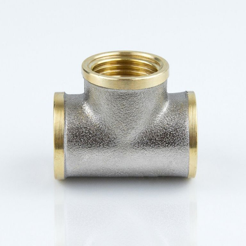 Тройник латунный никелированный ВР/НР