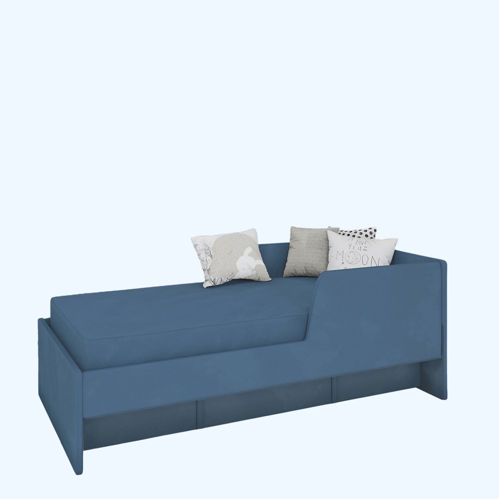 Кровать 160х80 с бортиком и велюровым наматрасником (океан)