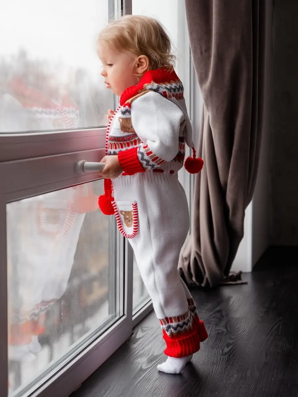 Вязаный комбинезон для новорожденных и малышей на молнии