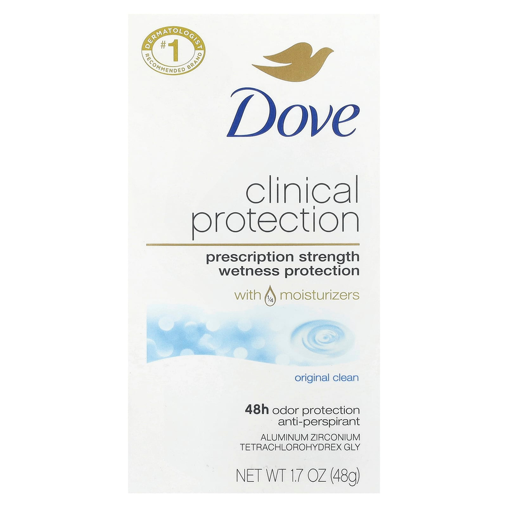 Dove, Clinical Protection, дезодорант-антиперспирант Prescription Strength, аромат «Оригинальный», 48 г