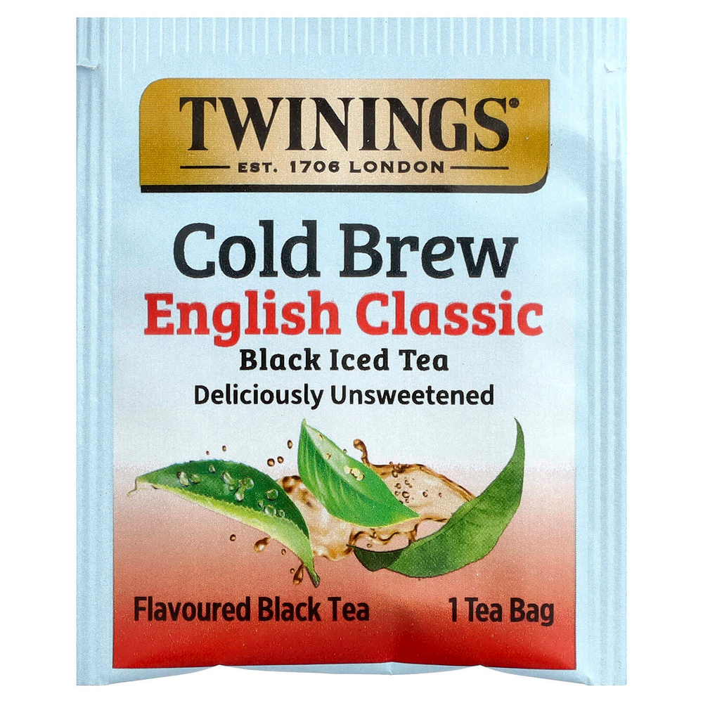 Twinings, Back Iced Tea, холодный чай, классический английский чай, без подсластителей, 20 чайных пакетиков, 40 г (1,41 унции)