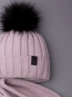 Шапка детская зимняя вязаная с помпоном и снуд