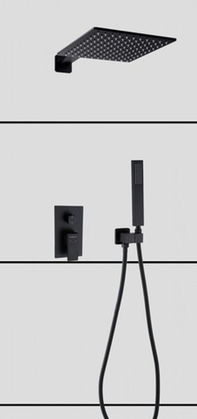 36095-C Смеситель встраиваемый для душа с 2-функ. (ЧЕРНЫЙ) HansenPRO (5/1шт)