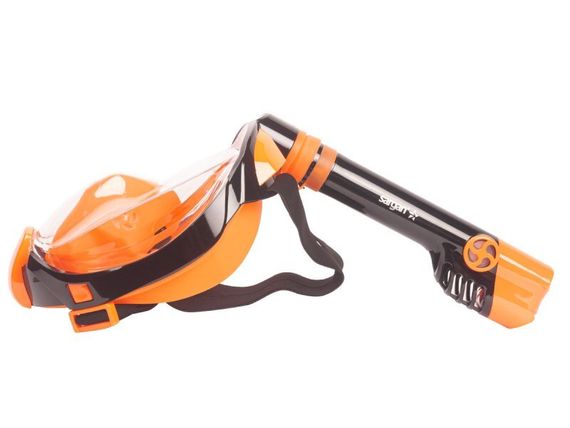 Маска детская полнолицевая Sargan Галактика премиум черная/оранжевая