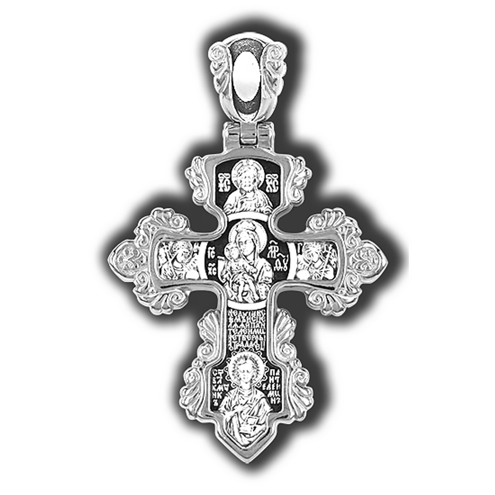 Крестик женский с распятием и Богородицей "Достойно есть".