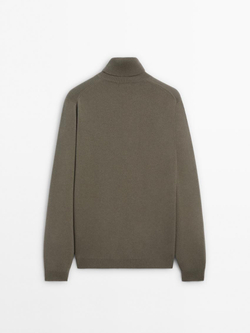 Massimo Dutti Свитер из смесовой шерсти, светлый хаки