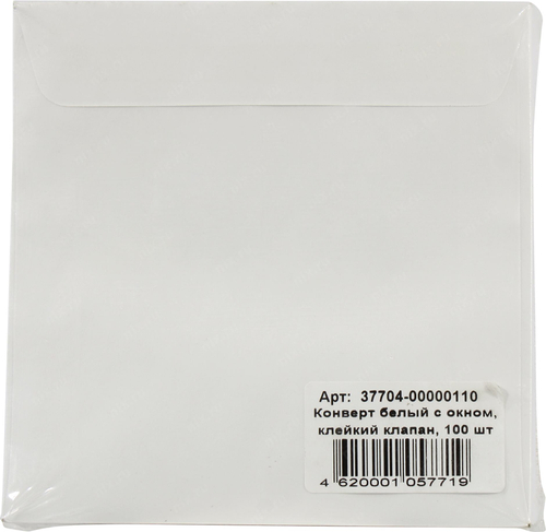 Mirex <37704-00000110> Конверт для CD/DVD бумажный с окном, клейкий клапан, белый,  уп. 100  шт